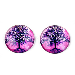Halbrund / Dom Baummuster Glas flatback BlumeCabochons für DIY-Projekte&nbsp;LS-GGLA-Q037-25mm-M28-07