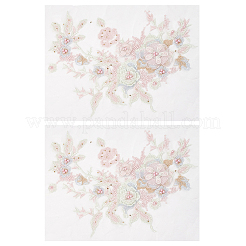 Accesorios de adornos bordados de poliéster con cuentas de flores 3d&nbsp;DIY-WH0622-001A