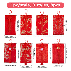 8 Stück 8 Stile Blumenstickerei Brokat Taschen&nbsp;ABAG-FH0001-18