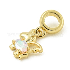 Стойка покрытие латунь pave прозрачный ab кубический цирконий единорог европейские подвески KK-Z067-56G