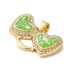 Подвески с двойным сердцем из латуни с микропаве и кубическим цирконием&nbsp;KK-K385-046G