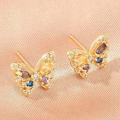 Boucles d'oreilles en laiton avec micro pavé de zircons cubiques pour femmes&nbsp;KK-A305-09G-01