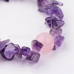 Природный аметист браслеты простирания BJEW-JB02523-02