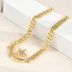 Браслеты с подвесками из латуни с прозрачным кубическим цирконием&nbsp;LS-BJEW-M050-01G-01