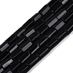 天然石オブシディアンビーズ連売り  六角柱  5~7.5x3.5~4.5mm  穴：0.6~0.8mm  約57~64個/連  14.76~15.55インチ（37.5~39.5cm）&nbsp;GG-N002-01A-01