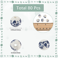80 шт. фарфоровые бусины ручной работы с принтом PORC-SC0001-17