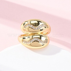 Латунные кольца-манжеты с микропаве и прозрачным цирконием для женщин&nbsp;RJEW-U047-29G