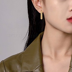 キュービックジルコニアC字型スタッドピアス  金メッキ 304 ステンレススチール ハーフフープピアス 女性用  透明  22x4mm&nbsp;JE952B