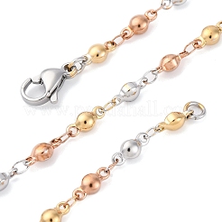 Одноцветные ожерелья из шариковых звеньев из нержавеющей стали 304&nbsp;NJEW-Q013-06