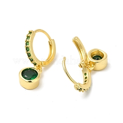 Плоские круглые серьги-кольца с кубическим цирконием EJEW-E270-35G-01