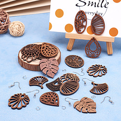 Набор для изготовления висячих сережек из орехового дерева своими руками с лазерной резкой&nbsp;DIY-TA0009-42