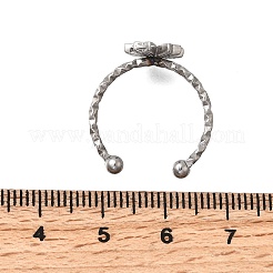 Регулируемое кольцо-манжета из нержавеющей стали 304 с цветком и стразами STAS-H237-02G-P