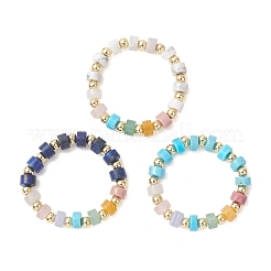 3 шт. дискообразная бусина с драгоценным камнем и латунные кольца на палец&nbsp;RJEW-JR00985-01