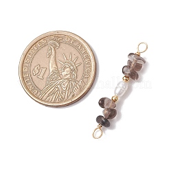 Подвески-шармы с натуральным ледяным обсидианом и натуральным культивированным пресноводным жемчугом в виде рисовых бусин&nbsp;PALLOY-JF03707-03