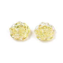 透明な腹筋プラスチック ビーズ  片穴  花  シャンパンイエロー  15x16x6.5mm  穴：1.2mm&nbsp;KY-G019-01J