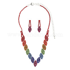 Ожерелья из сплава конский глаз со стразами и серьги-гвоздики FS-WG777BF-01