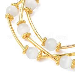 Braccialetti multifilo con perline rotonde a forma di occhio di gatto per donna&nbsp;BJEW-JB12338-02