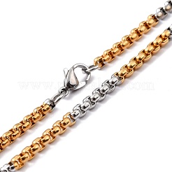 304ステンレススチールベネチアンチェーンネックレス  カニカン付き  ゴールデン·ステンレス鋼色  19.7インチ（50cm）  3.5mm&nbsp;NJEW-F227-09G-10-A