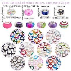 250 шт. 10 стиля европейские бусины из смолы и европейские бусины из сплава со стразами&nbsp;FIND-SC0010-17