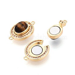 Латунные застежки с прозрачными фианитами и магнитными застежками&nbsp;KK-N287-10G-02