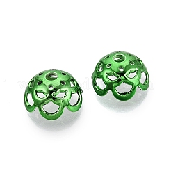 UVメッキABSビーズキャップ  花  ライムグリーン  17x16.5x9mm  穴：3.5mm&nbsp;OACR-D316-04B-04