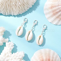 天然貝のペンダント装飾  合金製カニカン付き  銀  36.5~37.5mm&nbsp;HJEW-JM03189-02