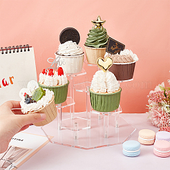 7-ярусные шестигранные акриловые минифигурки с подставками для дисплея&nbsp;ODIS-WH0030-44B