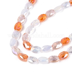 Colliers de perles en imitation jade électroplaquées&nbsp;EGLA-Q135-4x6MM-01C