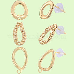 18 шт. 3 стиля латунных сережек-гвоздиков&nbsp;KK-BBC0018-60