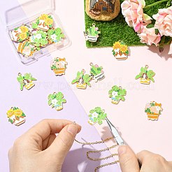 25個 5スタイル KC ゴールドメッキ合金エナメルペンダント  犬のお守りが付いた植物  ミックスカラー  25~26x21.5~24x1~1.5mm  穴：2mm  5個/スタイル&nbsp;ENAM-CJ0007-08