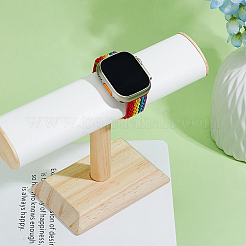 Espositori per bracciali con barra a T in pelle pu con base in legno&nbsp;BDIS-WH0010-05A
