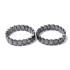 楕円形の非磁性合成ヘマタイトビーズストレッチブレスレット（ユニセックス）  ビーズ：15x11mm  内径：2-3/8インチ（6cm）&nbsp;BJEW-Z149-05A