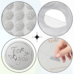 Круглые пластиковые наклейки с тиснением из серебряной фольги&nbsp;DIY-WH20008-005