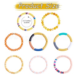8 шт. 6 стильных браслета из синтетической имперской яшмы и стеклянных бусин стрейч&nbsp;BJEW-SW00086-02