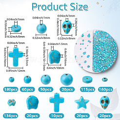 789шт 11 стиля окрашенные синтетические бирюзовые бусины&nbsp;TURQ-BM0001-03