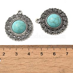 Подвески из сплава в тибетском стиле с имитацией бирюзы FIND-NH0001-03AS