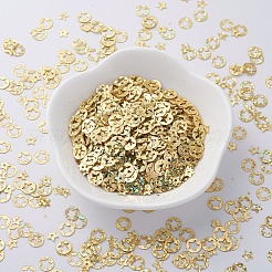 オーナメントアクセサリープラスチック製スパンコール/スパンコールビーズ  スターとフラットラウンド  ゴールド  6x0.1mm&nbsp;X-PVC-E001-02-LS01