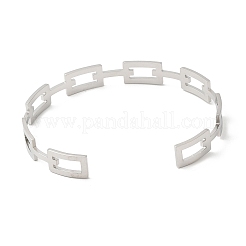 Не тускнеющие полые прямоугольные браслеты-манжеты из нержавеющей стали 304&nbsp;LS-BJEW-H322-01P