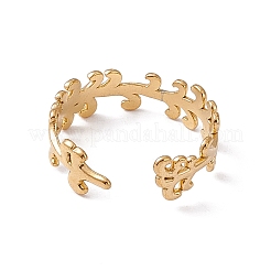 Ионное покрытие (ip) 304 нержавеющая сталь листовидная ветка обертка открытое кольцо-манжета для женщин RJEW-C045-20G