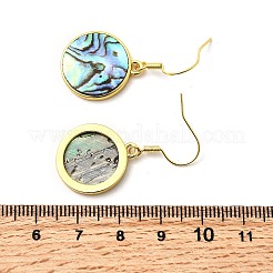 Латунные серьги с подвесками из натуральной ракушки пауа EJEW-M060-19E-G