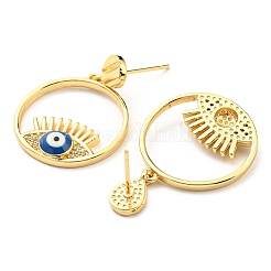 Серьги-гвоздики с эмалью и кубическим цирконием&nbsp;KK-C026-24G