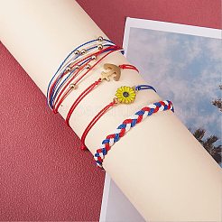 4шт 4 стиля цветок и якорь плетеные браслеты из бисера набор&nbsp;BJEW-SW00040