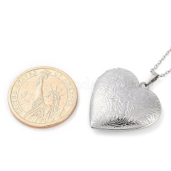 Антикоррозийные ожерелья из нержавеющей стали 304 в форме сердца с подвеской-медальоном из кабеля и цепи для женщин&nbsp;LS-NJEW-M050-04C-P