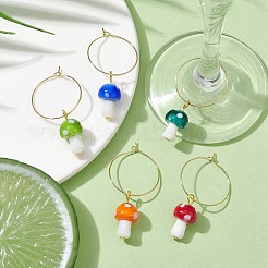 Подвеска для бокала с грибами в технике лэмпворк ручной работы AJEW-JO00216