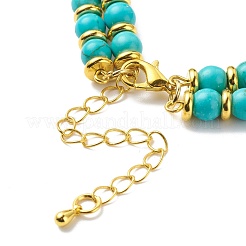 Bracciale multifilo a doppia linea con perline turchesi sintetiche&nbsp;BJEW-JB08668