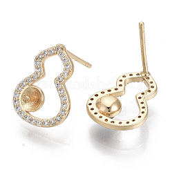 Латунные микро-паве прозрачные серьги-гвоздики из циркония&nbsp;KK-N232-05-NF