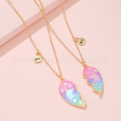 2 шт. сплав цветной эмали магнитный единорог сердце кулон дружба ожерелья для женщин FS-WGC6FE6-02