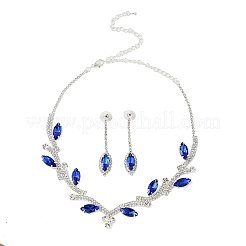 Комплект из висячих серег-гвоздиков и ожерелий с подвесками в виде листьев из латуни и страз для женщин&nbsp;SJEW-M102-03S-02