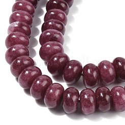 染め加工天然石ホワイトジェイドビーズ連売り  ロンデル  パープル  10x6mm  穴：1.2mm  約63個/連  14.88''（37.8センチメートル）&nbsp;X-G-G107-A19-01