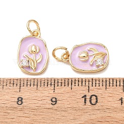 Micro pavé di zirconi chiari in ottone con pendenti smaltati&nbsp;CU-K002-52G-E